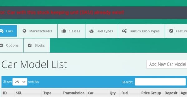 How to fix SKU ERROR on Car Rental System (Native WordPress Plugin)